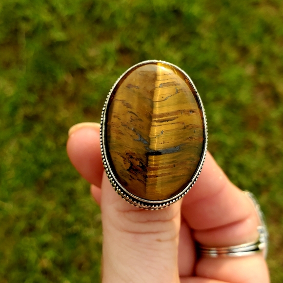 New Amazing Oversized Tiger Eye 925 Silver Ring. - Picture 3 of 16